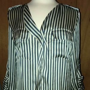 Geri C New York Blouse Shirt Small Top Striped Formal Casual Soft Relaxe…